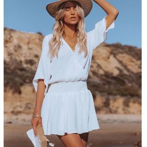 Always a good time cotton smocked drape dress - white, large from Vici